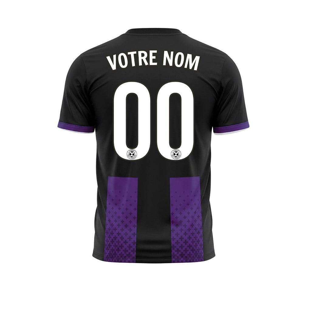 Noir Violet Croix Motif Maillot de Football Personnalisé
