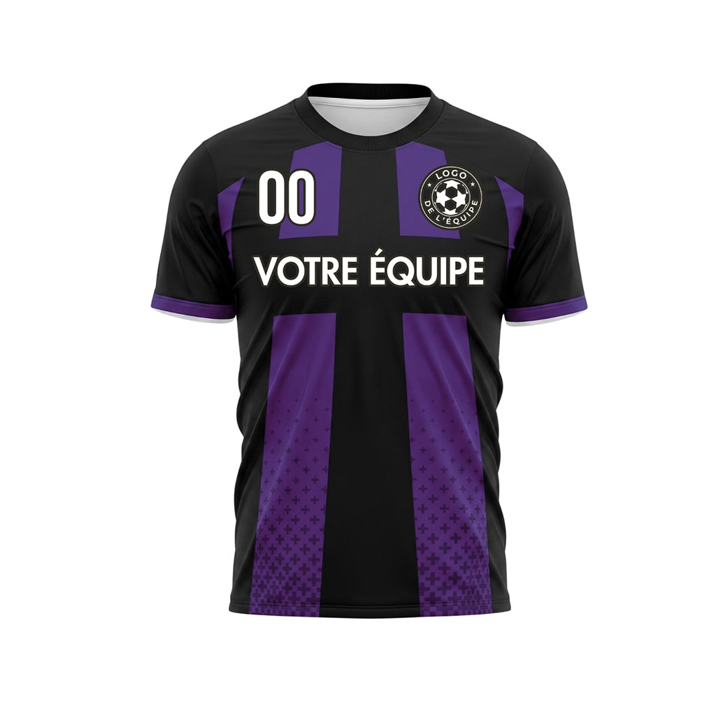 Noir Violet Croix Motif Maillot de Football Personnalisé