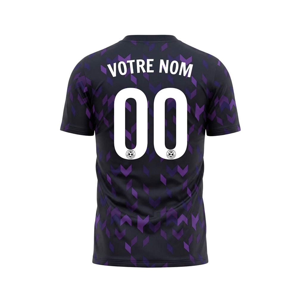 Noir Violet Flèche Géométrique Motif Maillot de Football Personnalisé