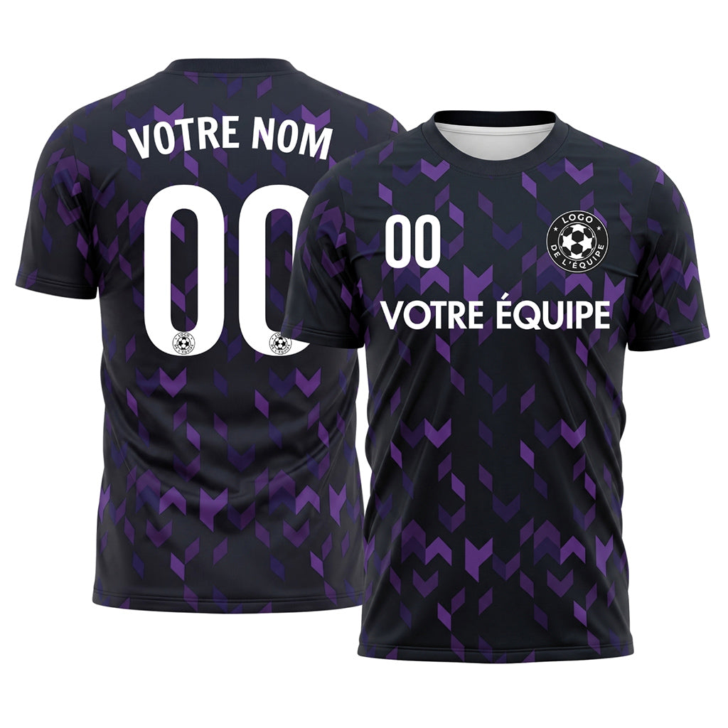 Noir Violet Flèche Géométrique Motif Maillot de Football Personnalisé