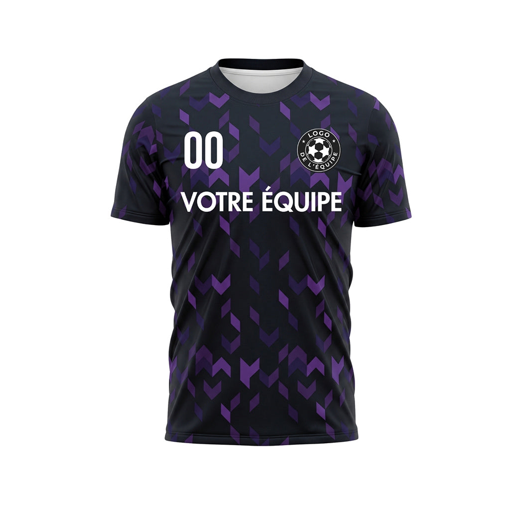 Noir Violet Flèche Géométrique Motif Maillot de Football Personnalisé