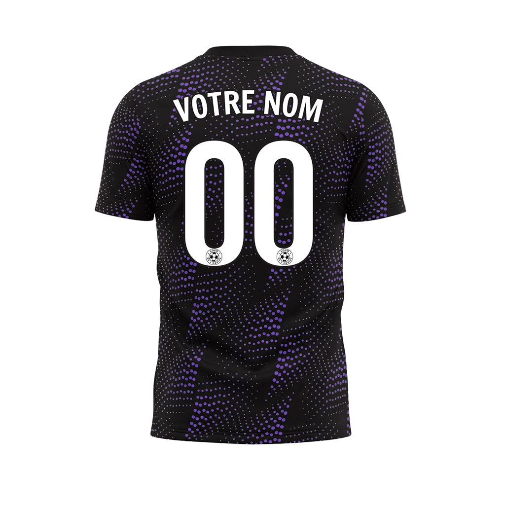 Noir Violet Points Motif Maillot de Football Personnalisé