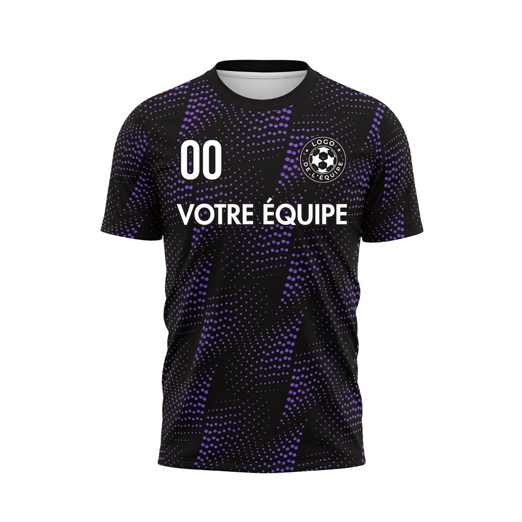 Noir Violet Points Motif Maillot de Football Personnalisé