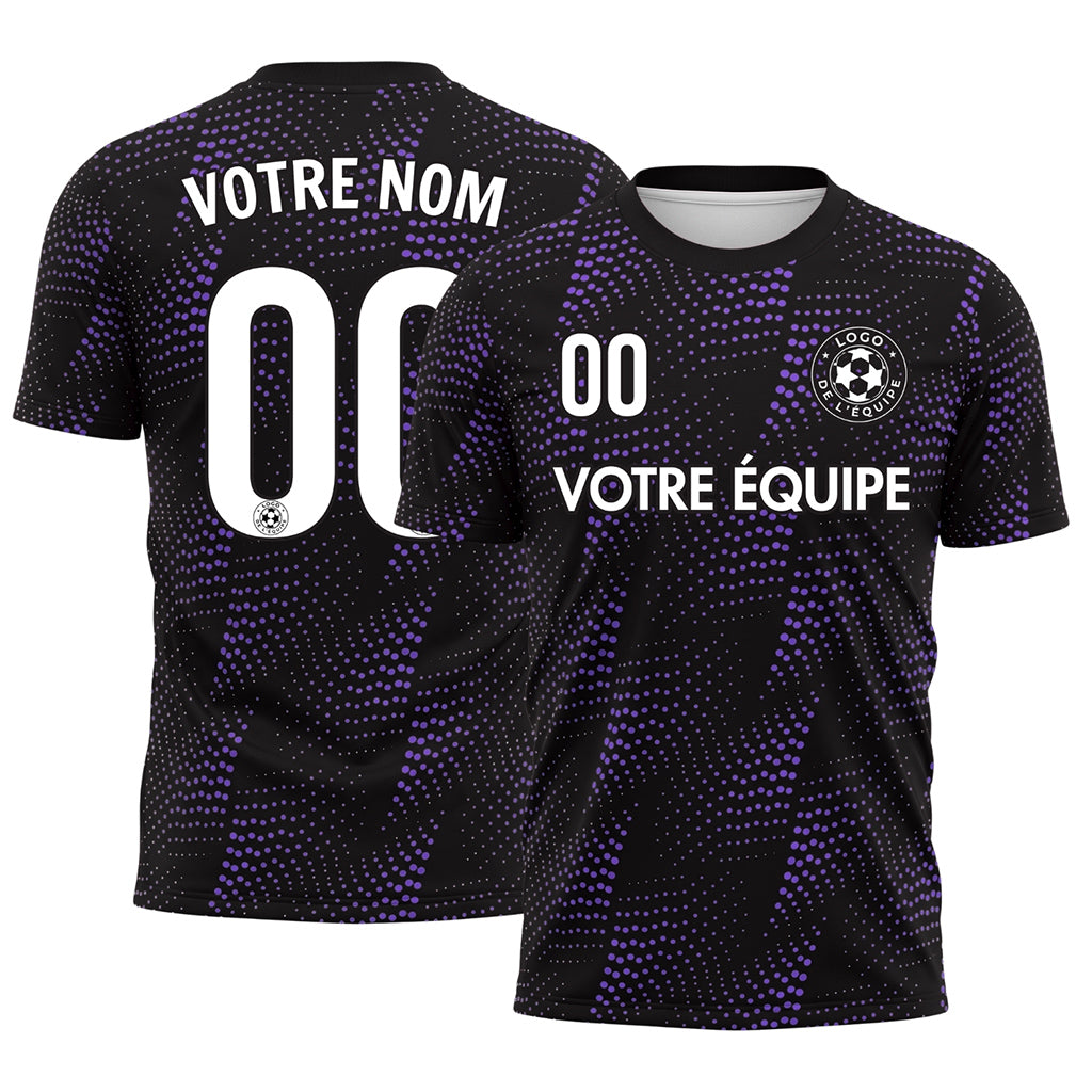 Noir Violet Points Motif Maillot de Football Personnalisé