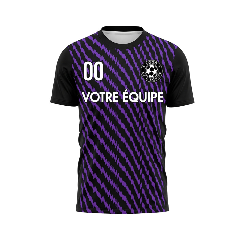 Noir Violet Zigzag Rayures Maillot de Football Personnalisé