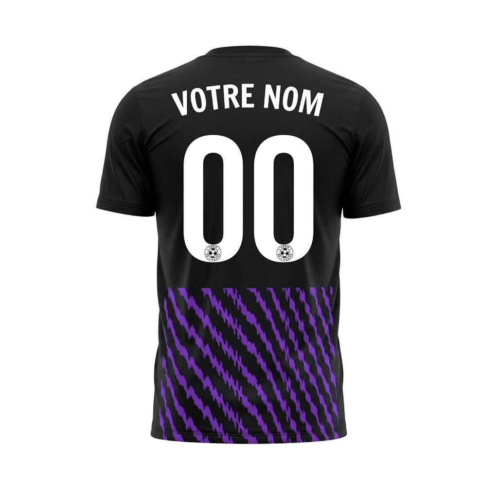 Noir Violet Zigzag Rayures Maillot de Football Personnalisé
