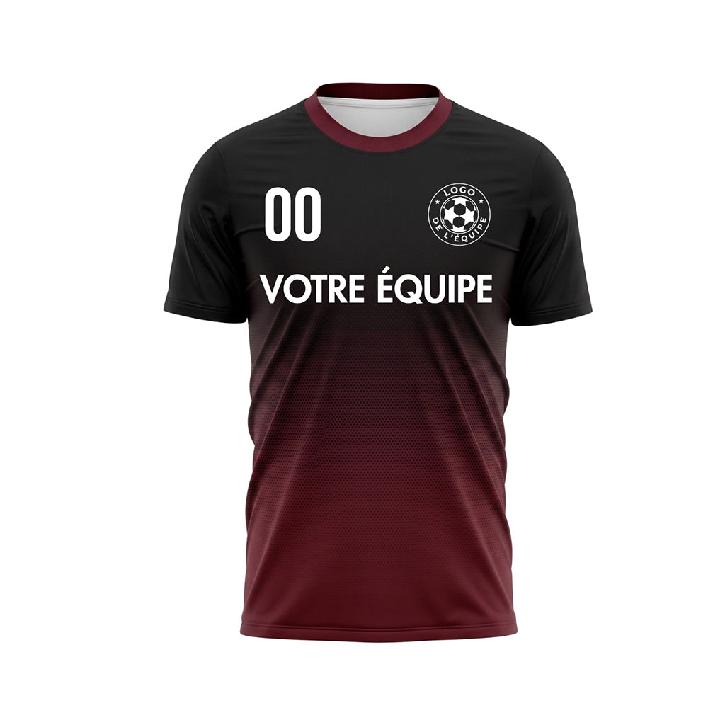 Noir Rouge Bordeaux Demi-Teinte Dégradé Maillot de Football Personnalisé
