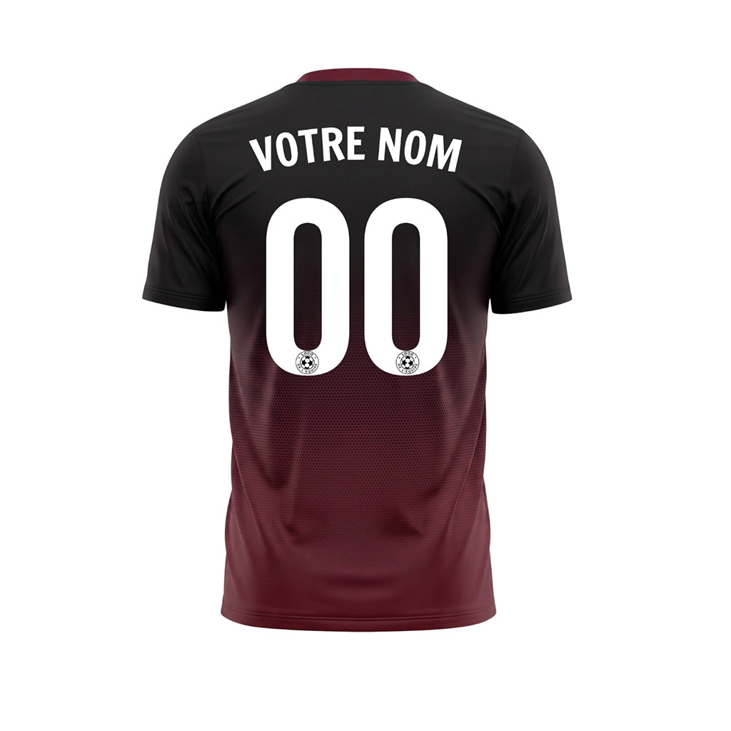 Noir Rouge Bordeaux Demi-Teinte Dégradé Maillot de Football Personnalisé