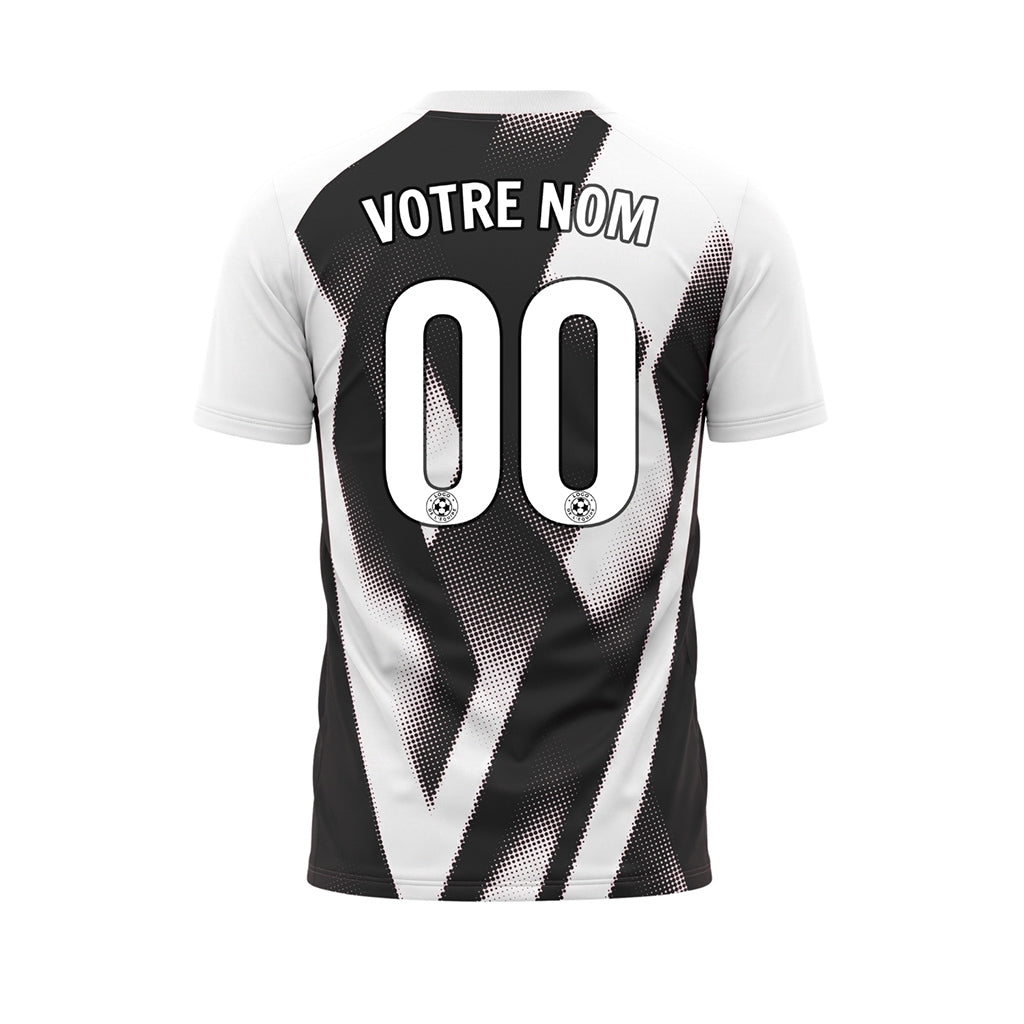 Noir Blanc Demi-Teinte Zigzag Motif Maillot de Football Personnalisé