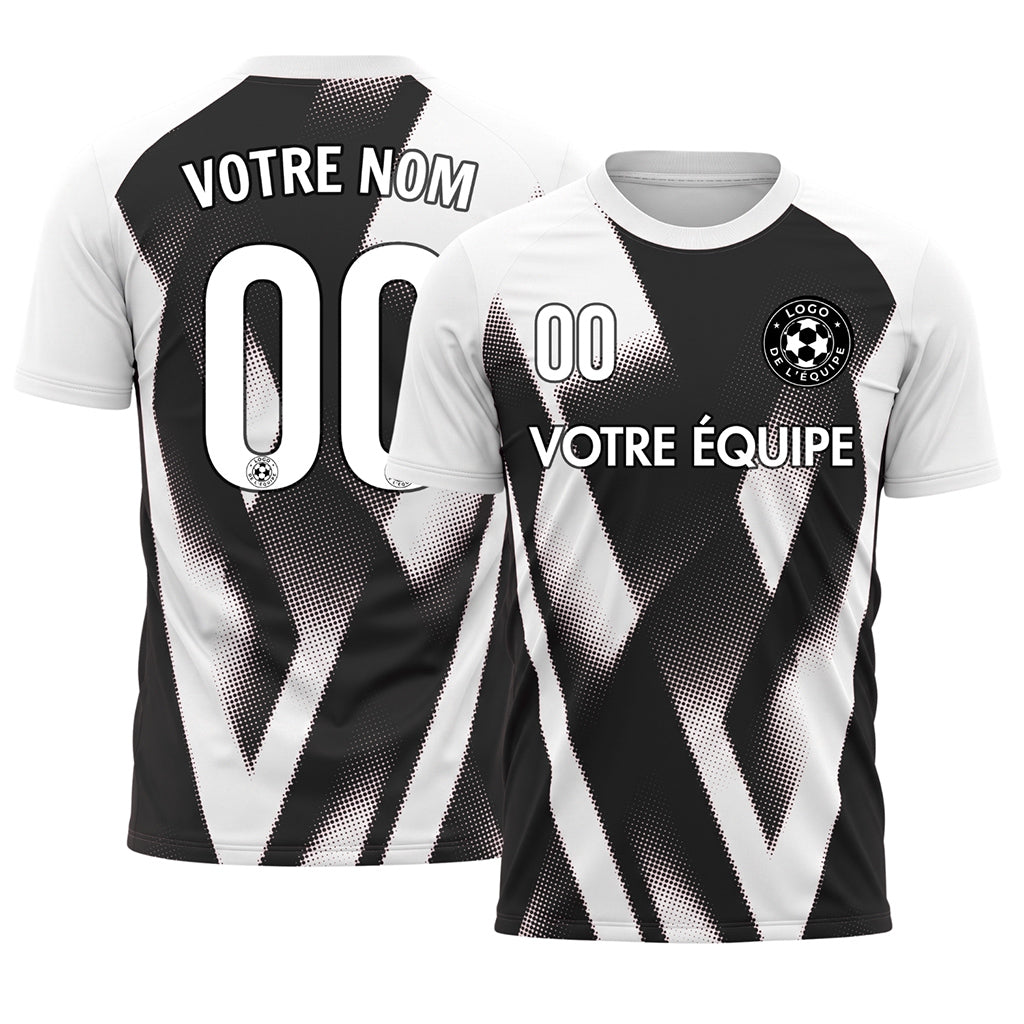 Noir Blanc Demi-Teinte Zigzag Motif Maillot de Football Personnalisé