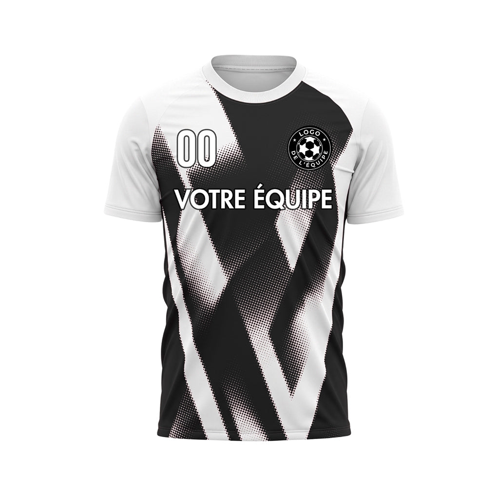Noir Blanc Demi-Teinte Zigzag Motif Maillot de Football Personnalisé