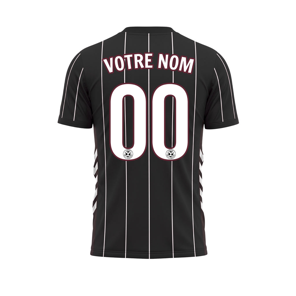 Noir Blanc Rayures Fines Maillot de Football Personnalisé