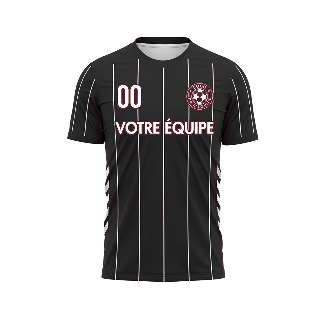 Noir Blanc Rayures Fines Maillot de Football Personnalisé