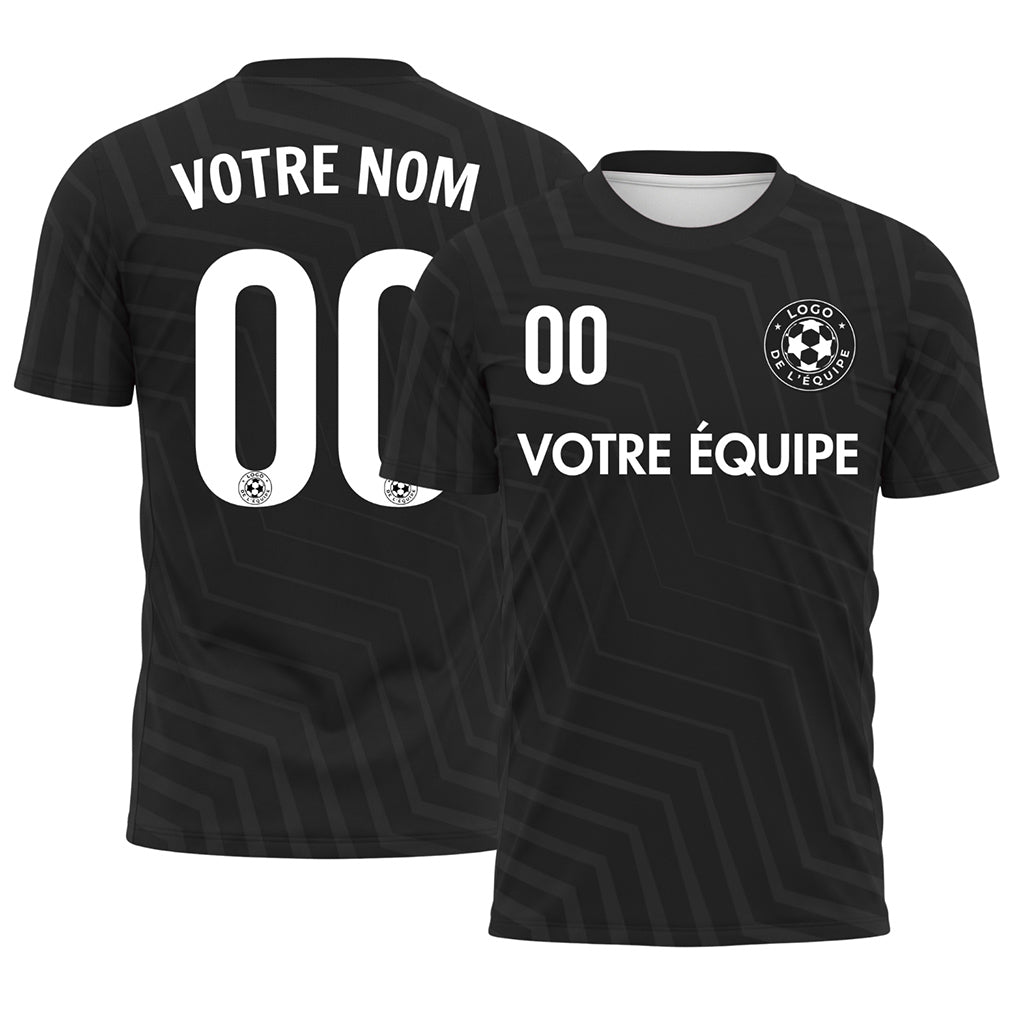 Noir Zigzag Motif Maillot de Football Personnalisé