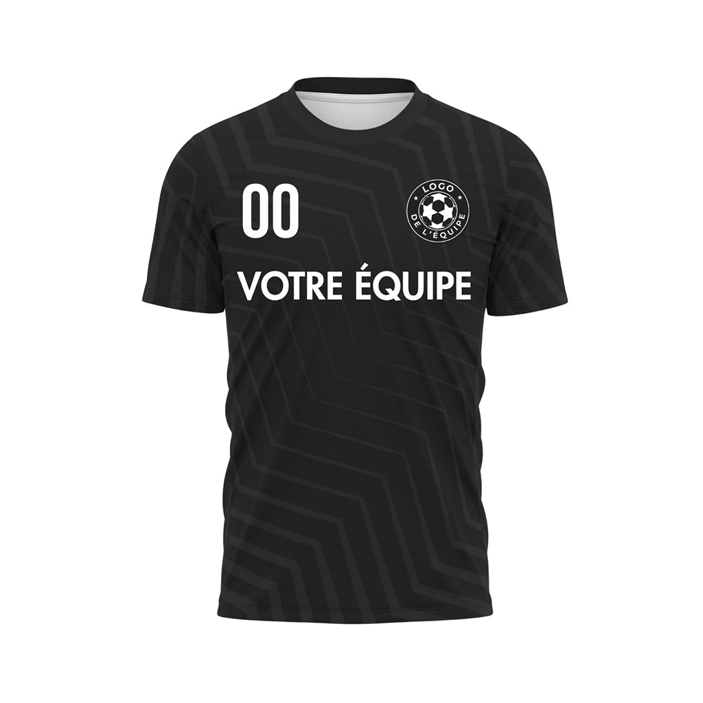 Noir Zigzag Motif Maillot de Football Personnalisé