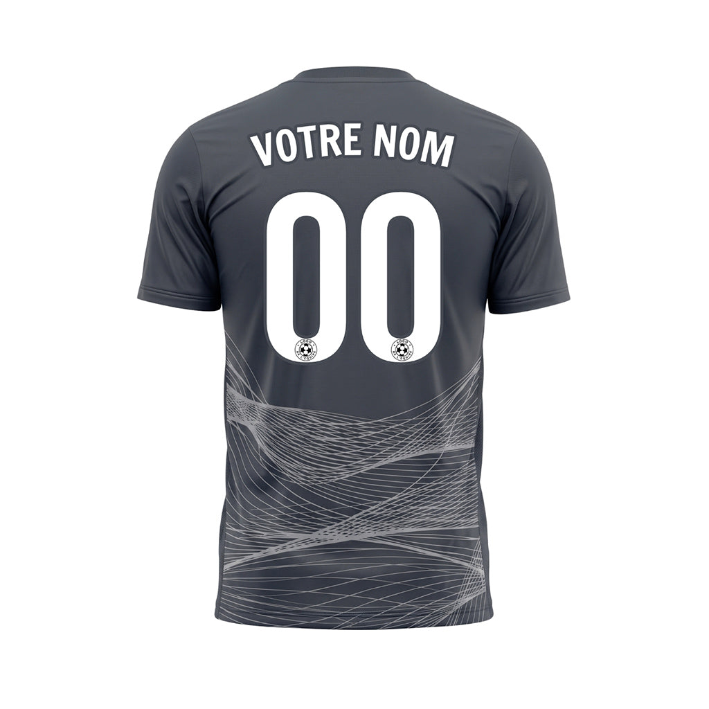 Gris Anthracite Argenté Lignes Ondulées Maillot de Football Personnalisé