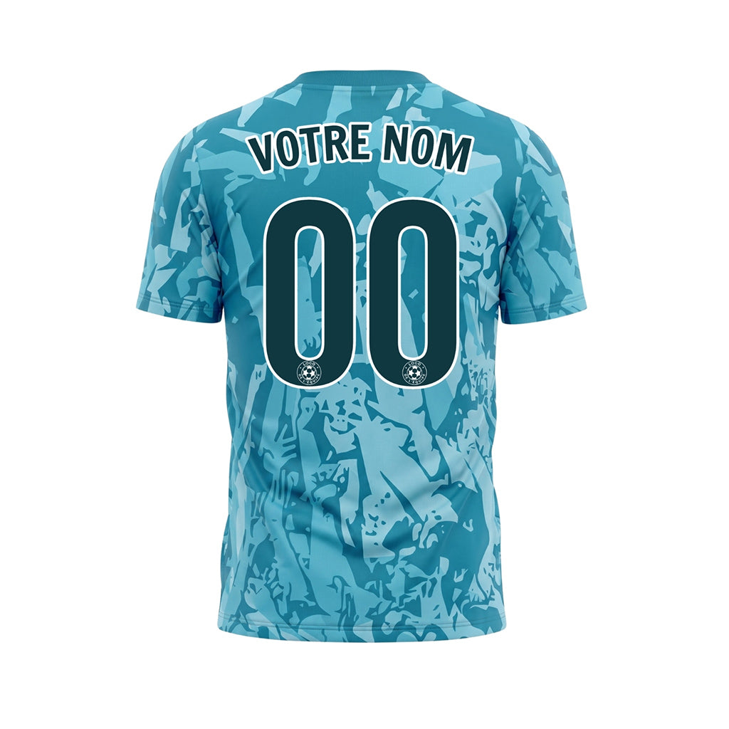 Turquoise Bleu Abstrait Fan Graphique Maillot de Football Personnalisé