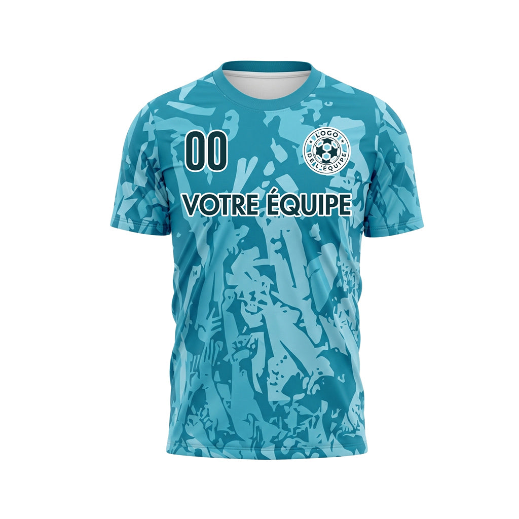 Turquoise Bleu Abstrait Fan Graphique Maillot de Football Personnalisé