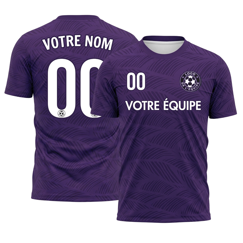 Violet Feuille Motif Vagues Maillot de Football Personnalisé