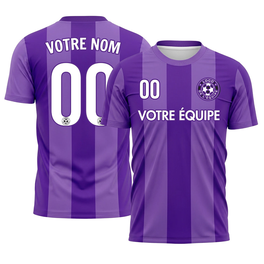Violet Large Rayures en Blocs Maillot de Football Personnalisé