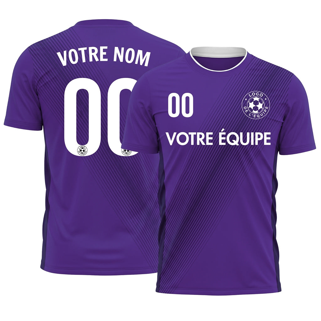 Violet Diagonales Rayures Maillot de Football Personnalisé