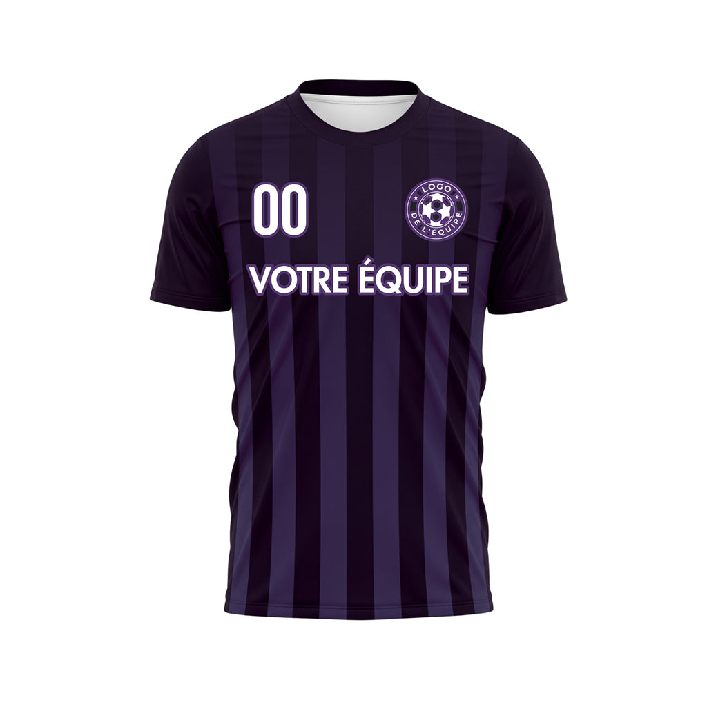 Violet Violet Foncé Verticales Rayures Maillot de Football Personnalisé