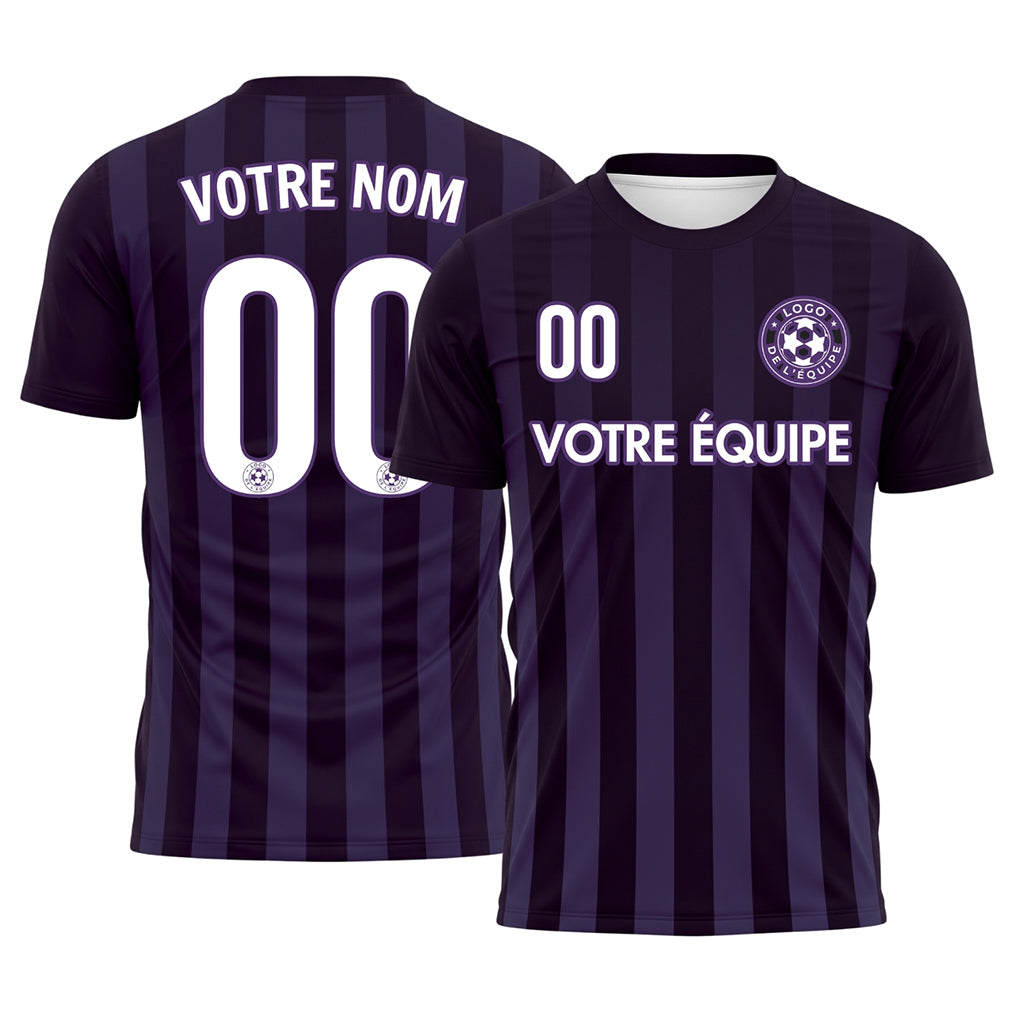 Violet Violet Foncé Verticales Rayures Maillot de Football Personnalisé