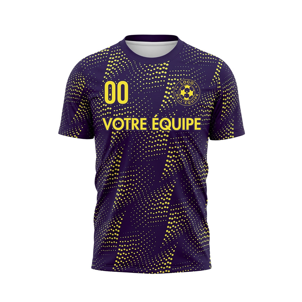 Violet Jaune Points Motif Maillot de Football Personnalisé