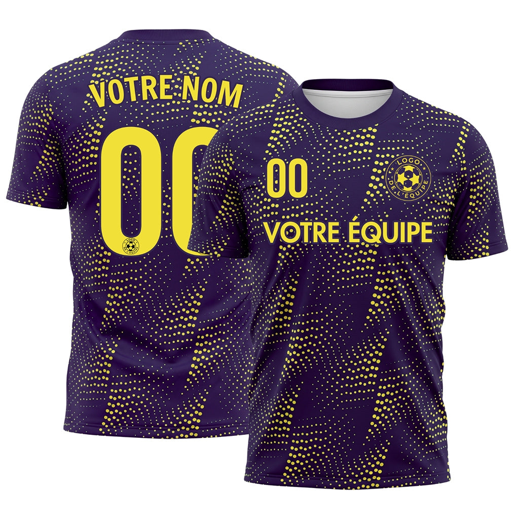 Violet Jaune Points Motif Maillot de Football Personnalisé