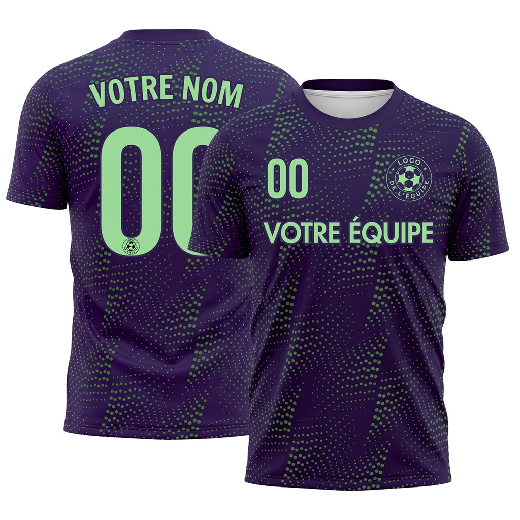Violet Vert Points Motif Maillot de Football Personnalisé