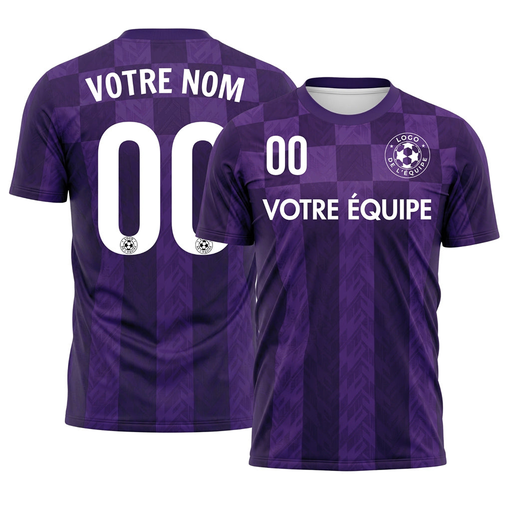 Violet Carreaux Chevron Motif Maillot de Football Personnalisé