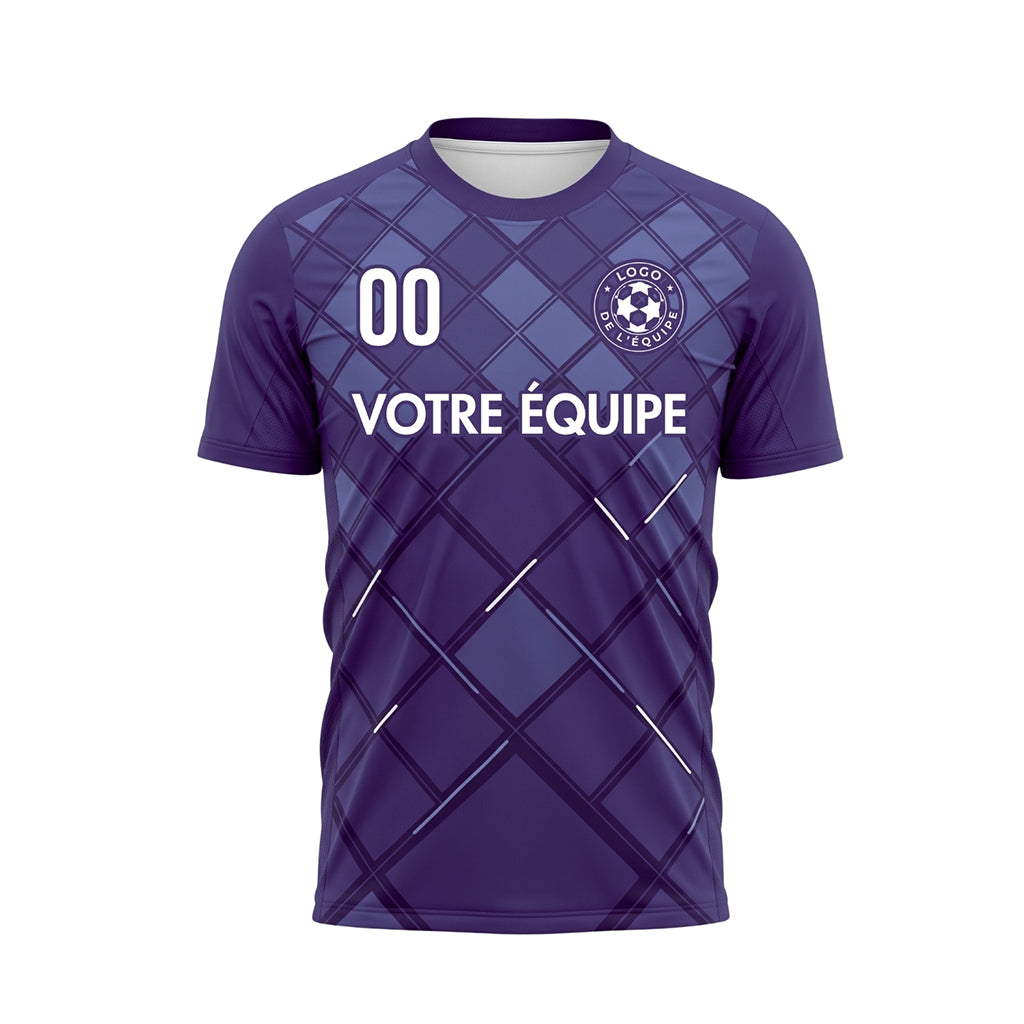 Violet Carreaux Motif Maillot de Football Personnalisé
