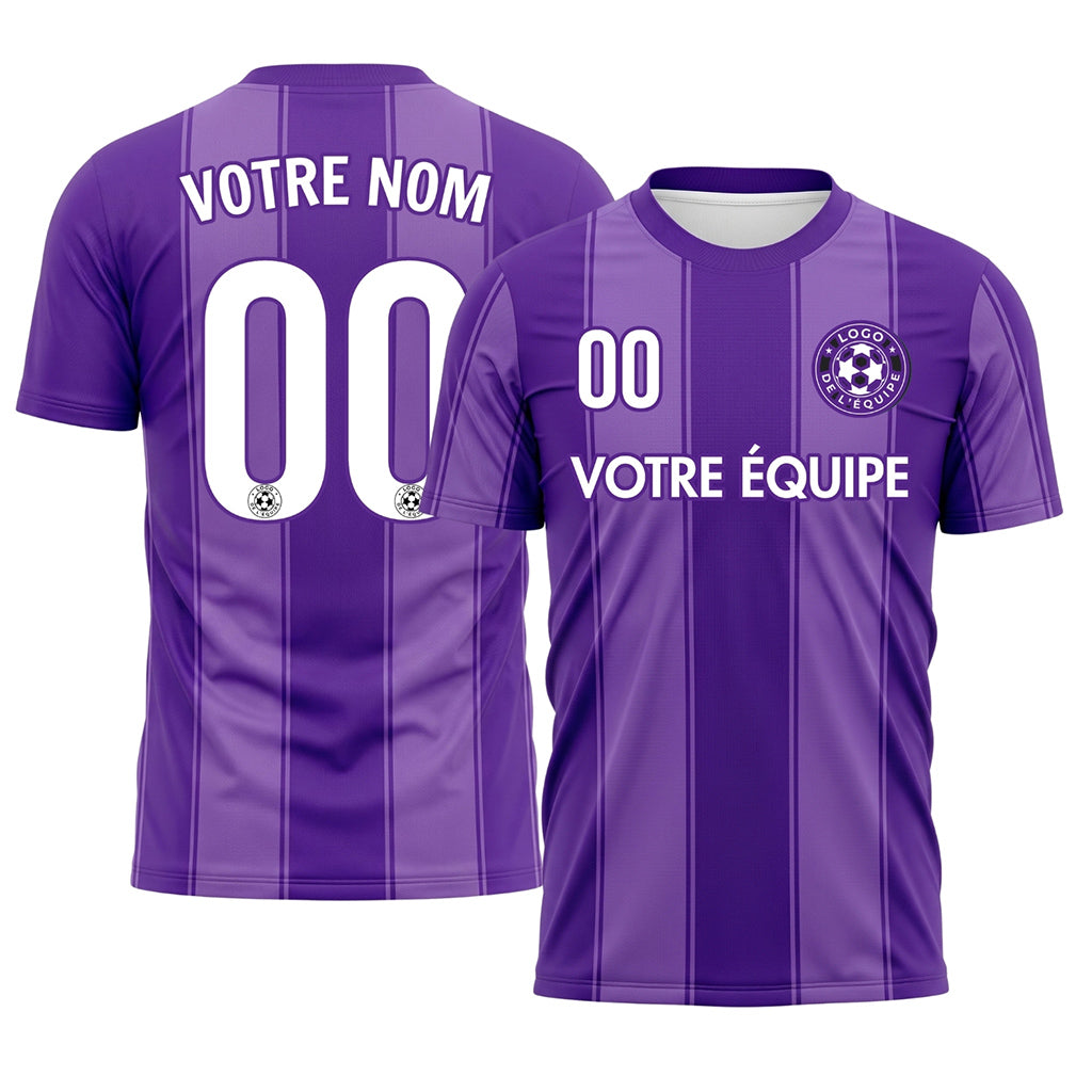 Violet Rayures Fines Rayures en Blocs Maillot de Football Personnalisé