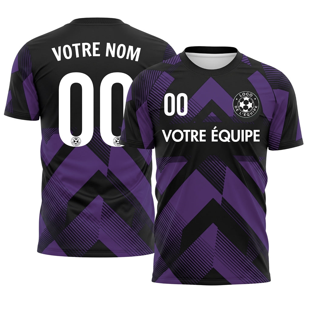Violet Noir Géométrique Motif Flèches Maillot de Football Personnalisé