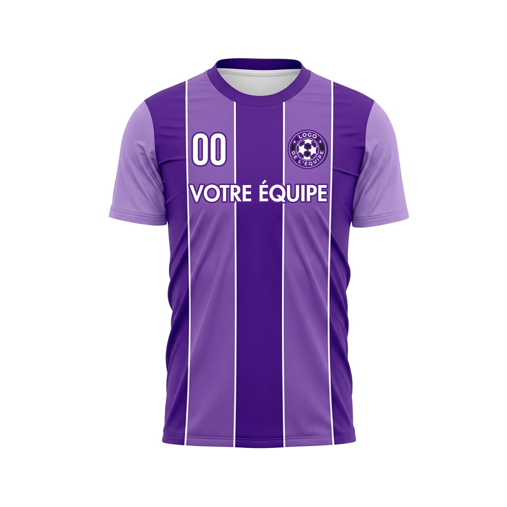 Violet Vertical Rayures en Blocs Maillot de Football Personnalisé