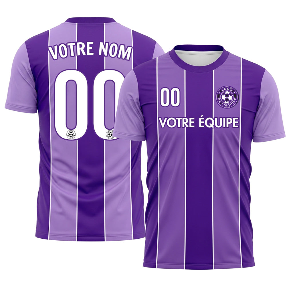 Violet Vertical Rayures en Blocs Maillot de Football Personnalisé
