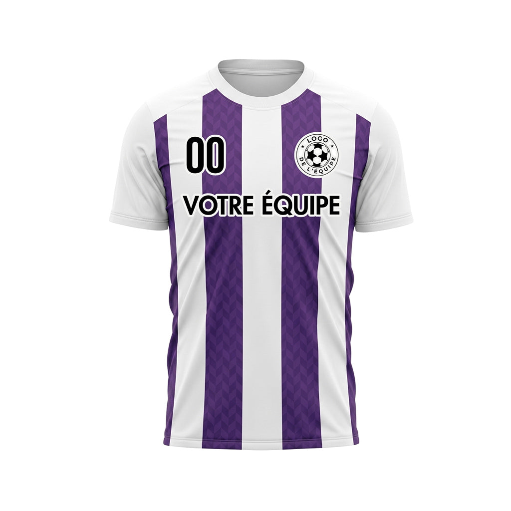 Violet Blanc Chevron Rayé Maillot de Football Personnalisé