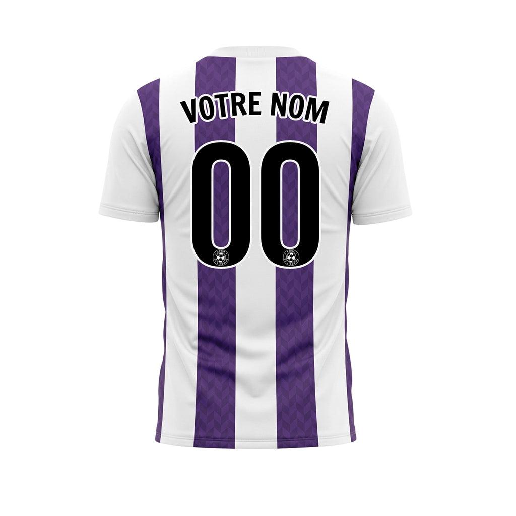 Violet Blanc Chevron Rayé Maillot de Football Personnalisé