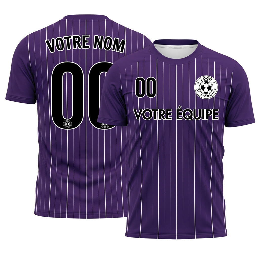 Violet Blanc Fines Rayures Fines Maillot de Football Personnalisé
