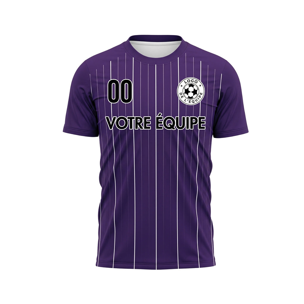 Violet Blanc Fines Rayures Fines Maillot de Football Personnalisé