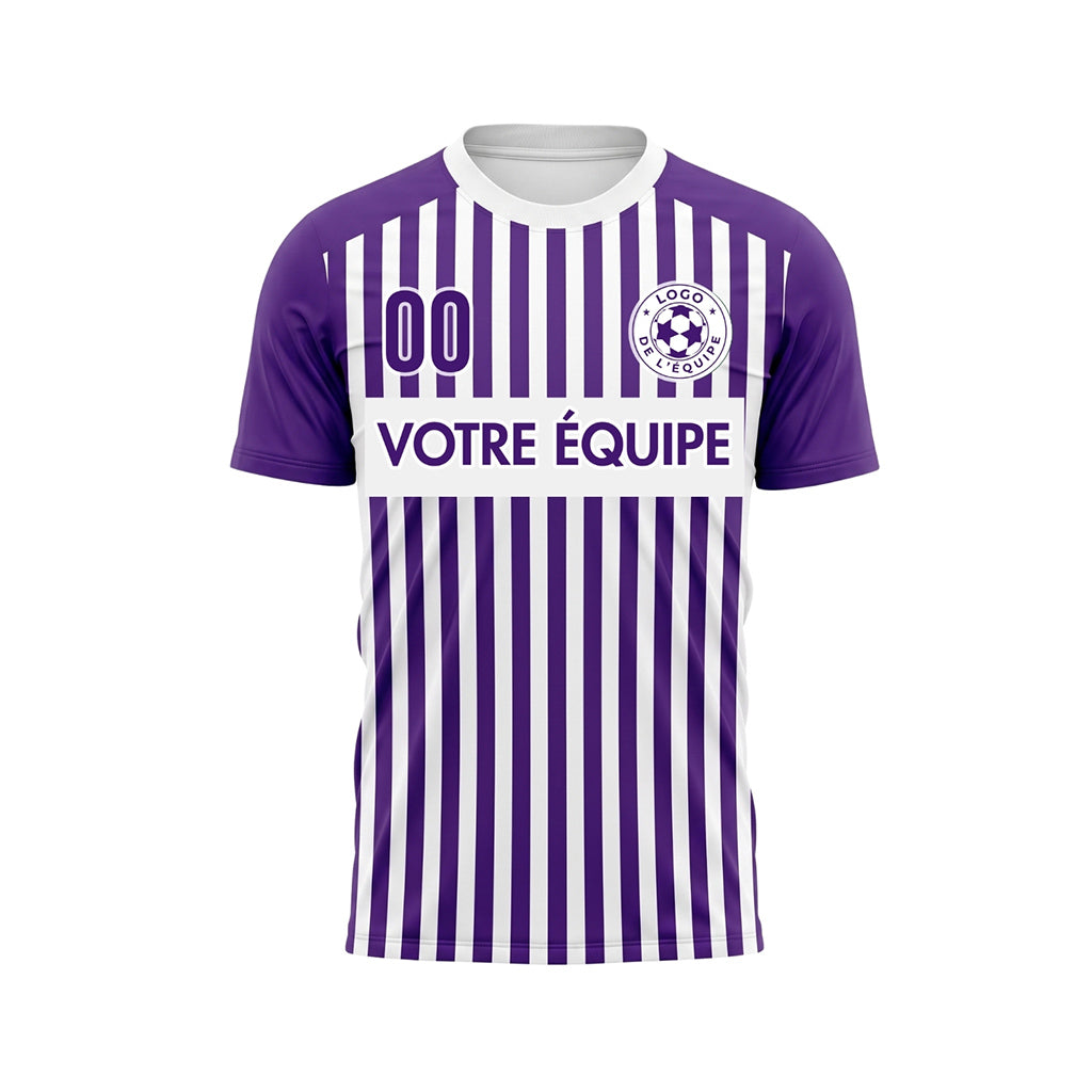 Violet Blanc Rayé Maillot de Football Personnalisé