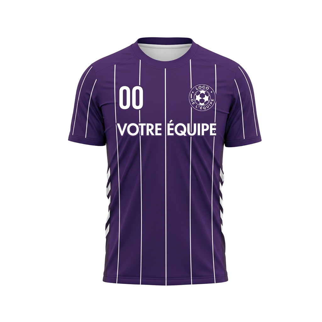 Violet Blanc Rayures Fines Maillot de Football Personnalisé