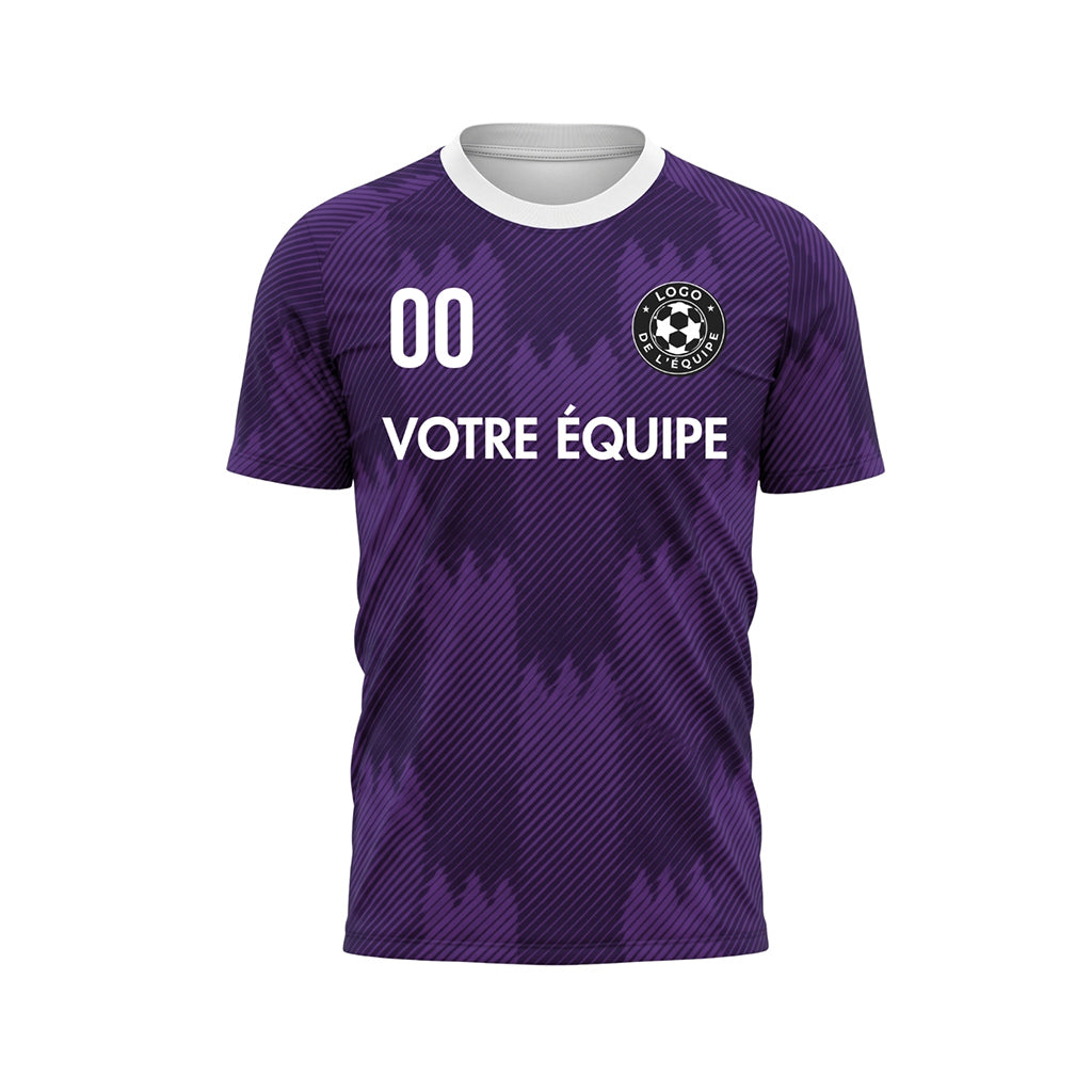 Violet Blanc Col Zigzag Motif Maillot de Football Personnalisé