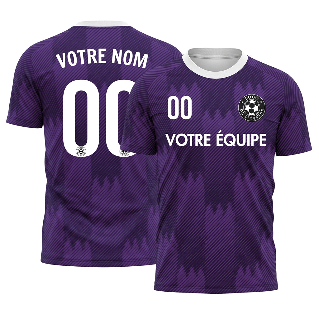 Violet Blanc Col Zigzag Motif Maillot de Football Personnalisé