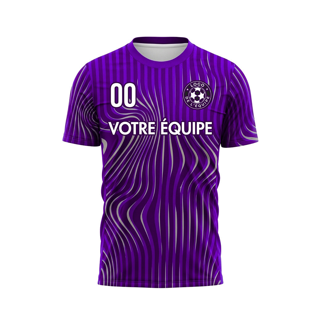Violet Vagues Rayures Maillot de Football Personnalisé