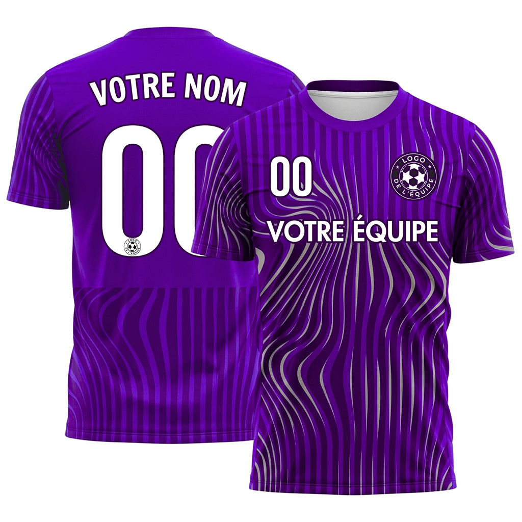 Violet Vagues Rayures Maillot de Football Personnalisé