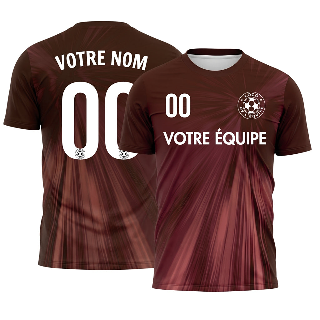 Rouge Bordeaux Rayons Effet Maillot de Football Personnalisé