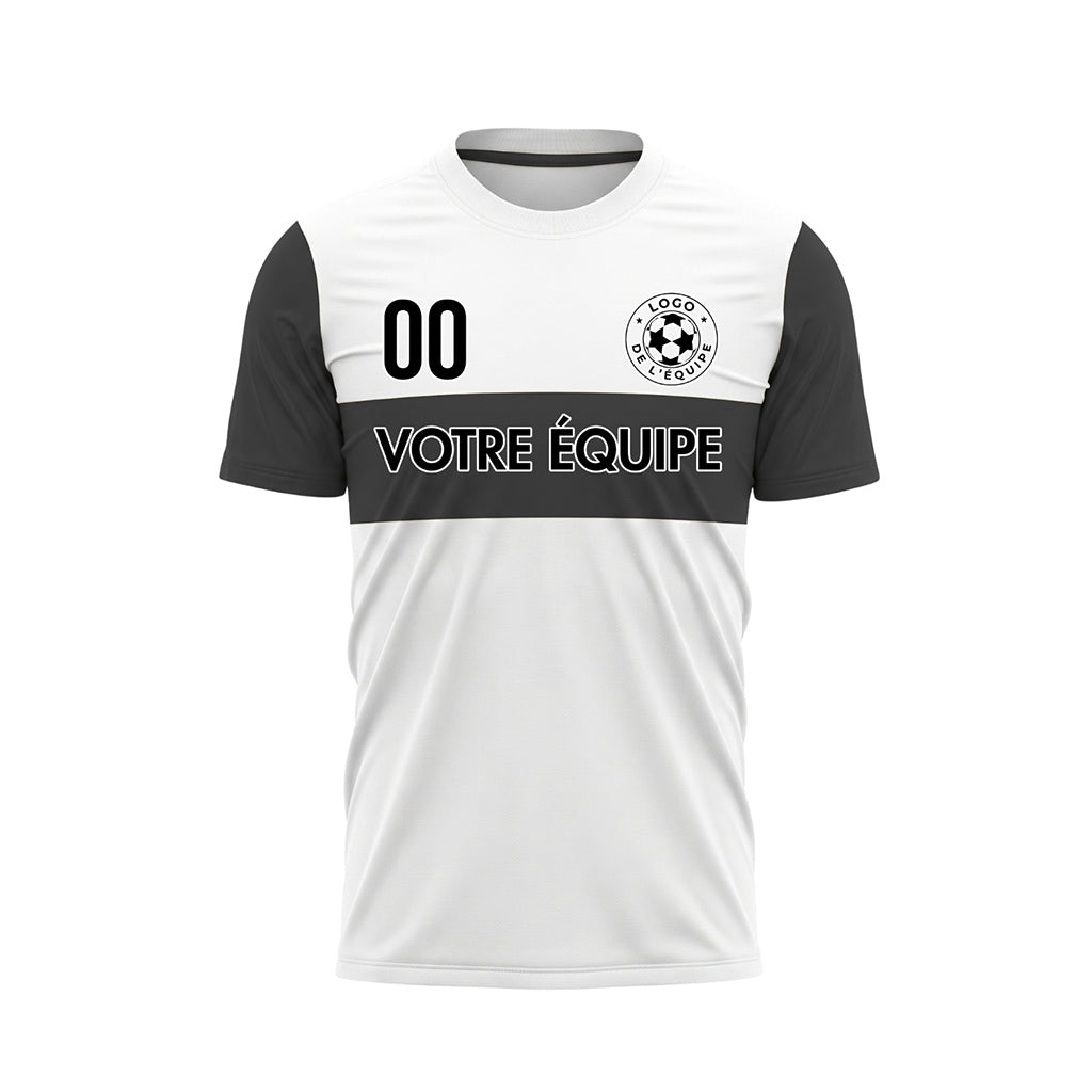 Blanc Anthracite Rayures Horizontales Maillot de Football Personnalisé
