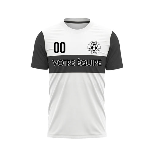 Blanc Anthracite Rayures Horizontales Maillot de Football Personnalisé