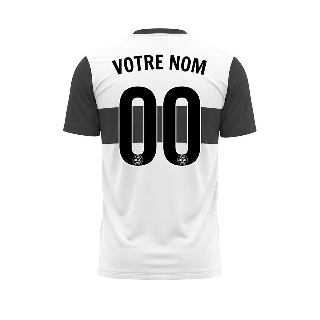 Blanc Anthracite Rayures Horizontales Maillot de Football Personnalisé